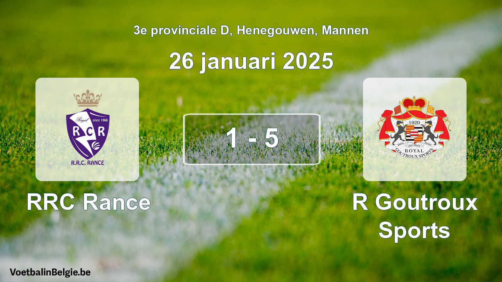 Gespeelde wedstrijd mannenvoetbal: RRC Rance - R Goutroux Sports 1 - 5 (26 januari 2025)