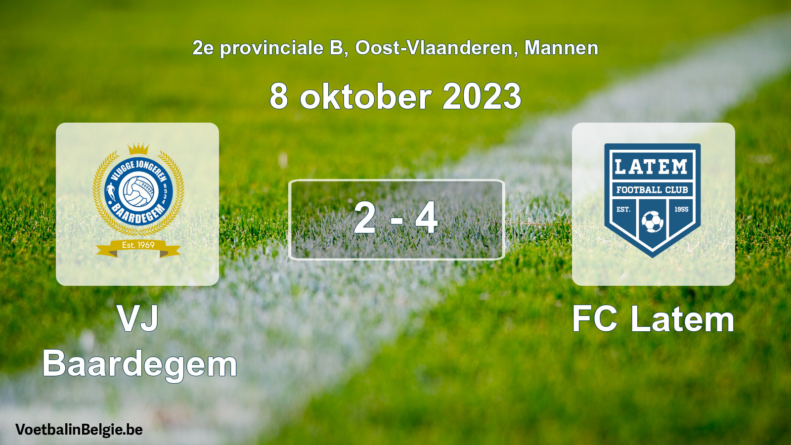 Gespeelde wedstrijd mannenvoetbal: VJ Baardegem - FC Latem 2 - 4 (8 oktober 2023)