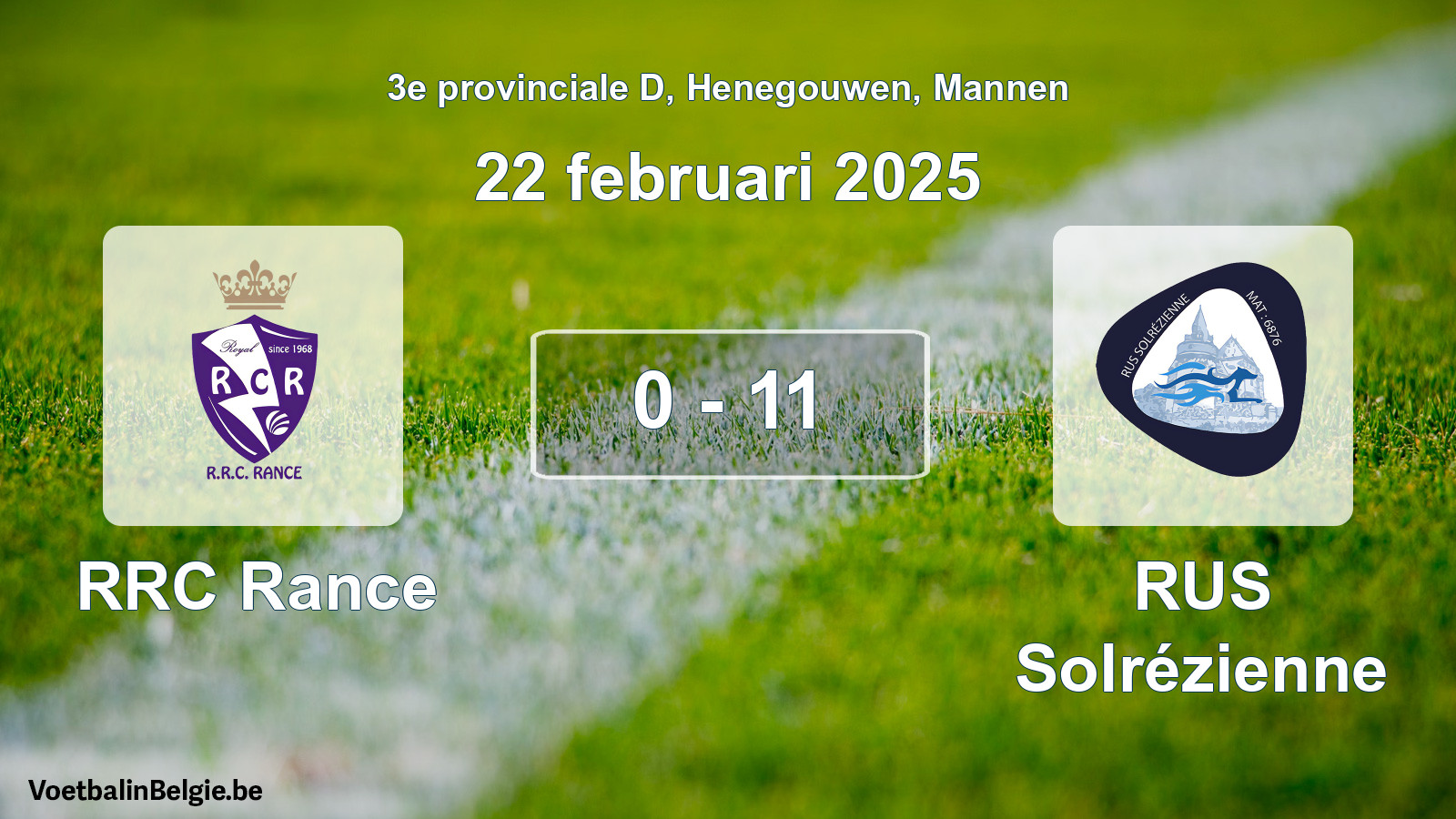 Played match men football: RRC Rance - RUS Solrézienne 0 - 11 (22 February 2025)