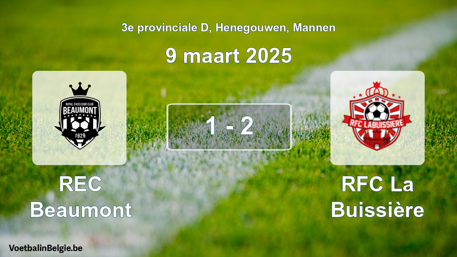 Gespeelde wedstrijd mannenvoetbal: REC Beaumont - RFC La Buissière 1 - 2 (9 maart 2025)