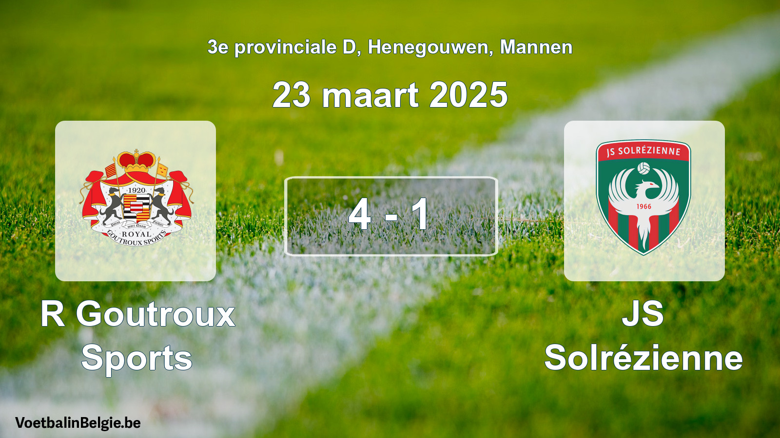 Gespeelde wedstrijd mannenvoetbal: R Goutroux Sports - JS Solrézienne 4 - 1 (23 maart 2025)