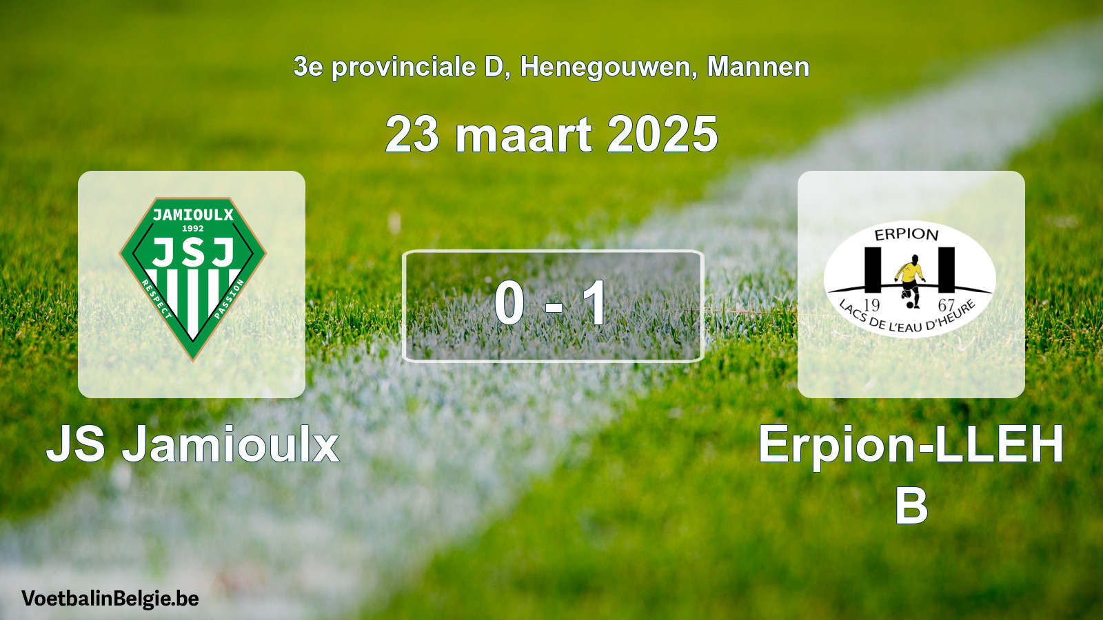 Gespeelde wedstrijd mannenvoetbal: JS Jamioulx - Erpion-LLEH B 0 - 1 (23 maart 2025)