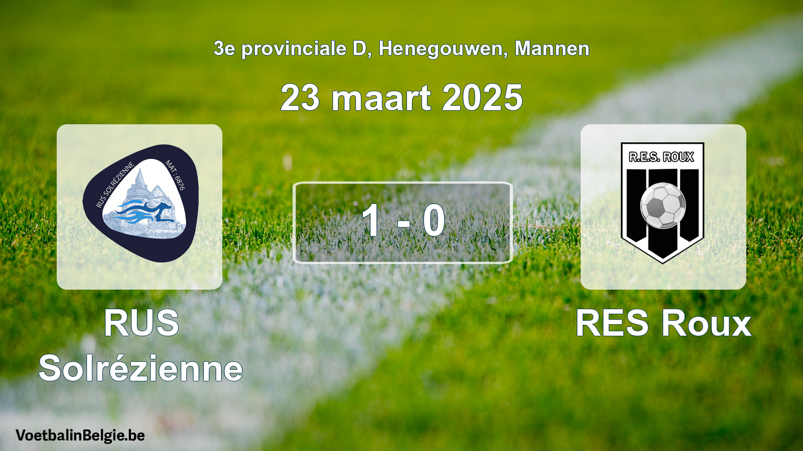 Gespeelde wedstrijd mannenvoetbal: RUS Solrézienne - RES Roux 1 - 0 (23 maart 2025)