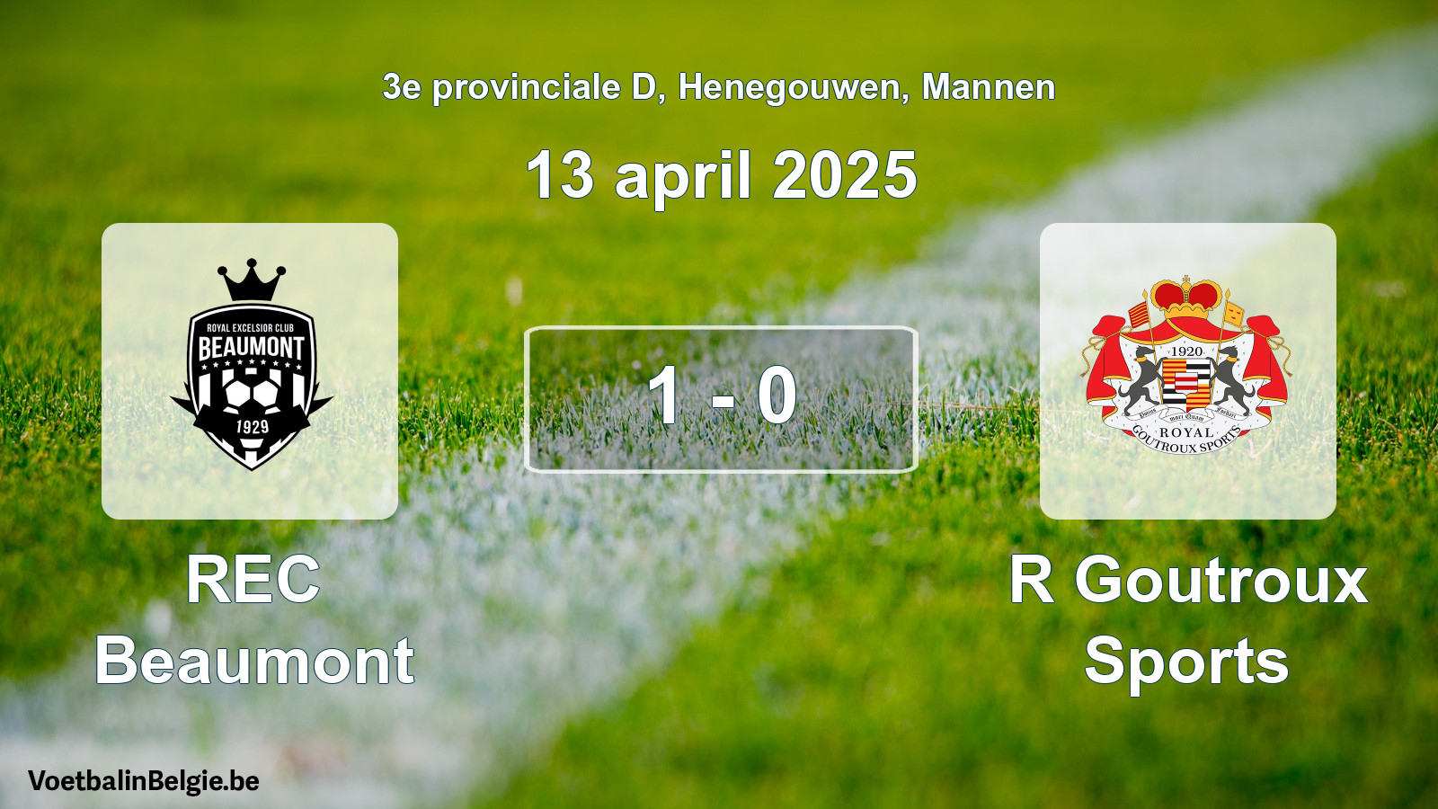 Gespeelde wedstrijd mannenvoetbal: REC Beaumont - R Goutroux Sports 1 - 0 (13 april 2025)