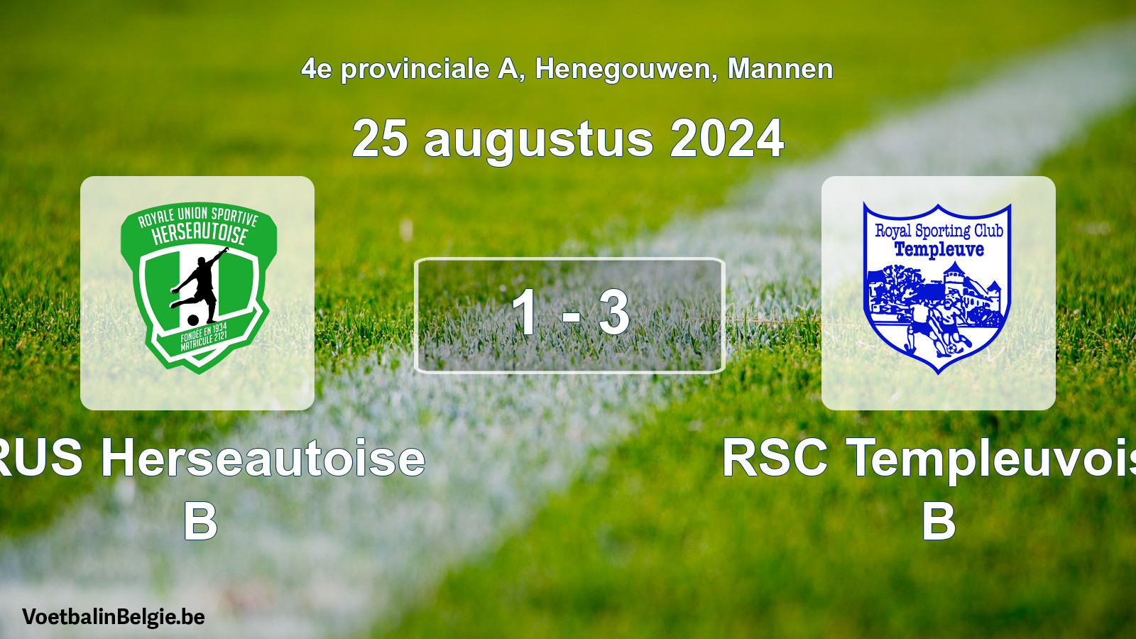 Gespieltes Spiel männer-Fußball: RUS Herseautoise B - RSC Templeuvois B 1 - 3 (25 August 2024)