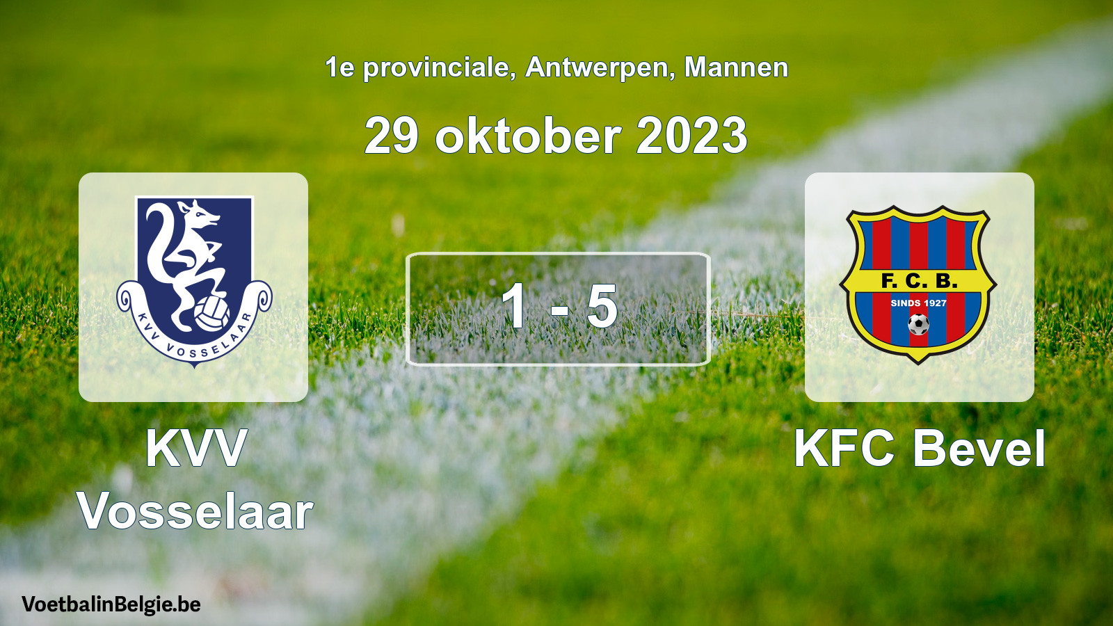 Gespeelde wedstrijd mannenvoetbal: KVV Vosselaar - KFC Bevel 1 - 5 (29 oktober 2023)