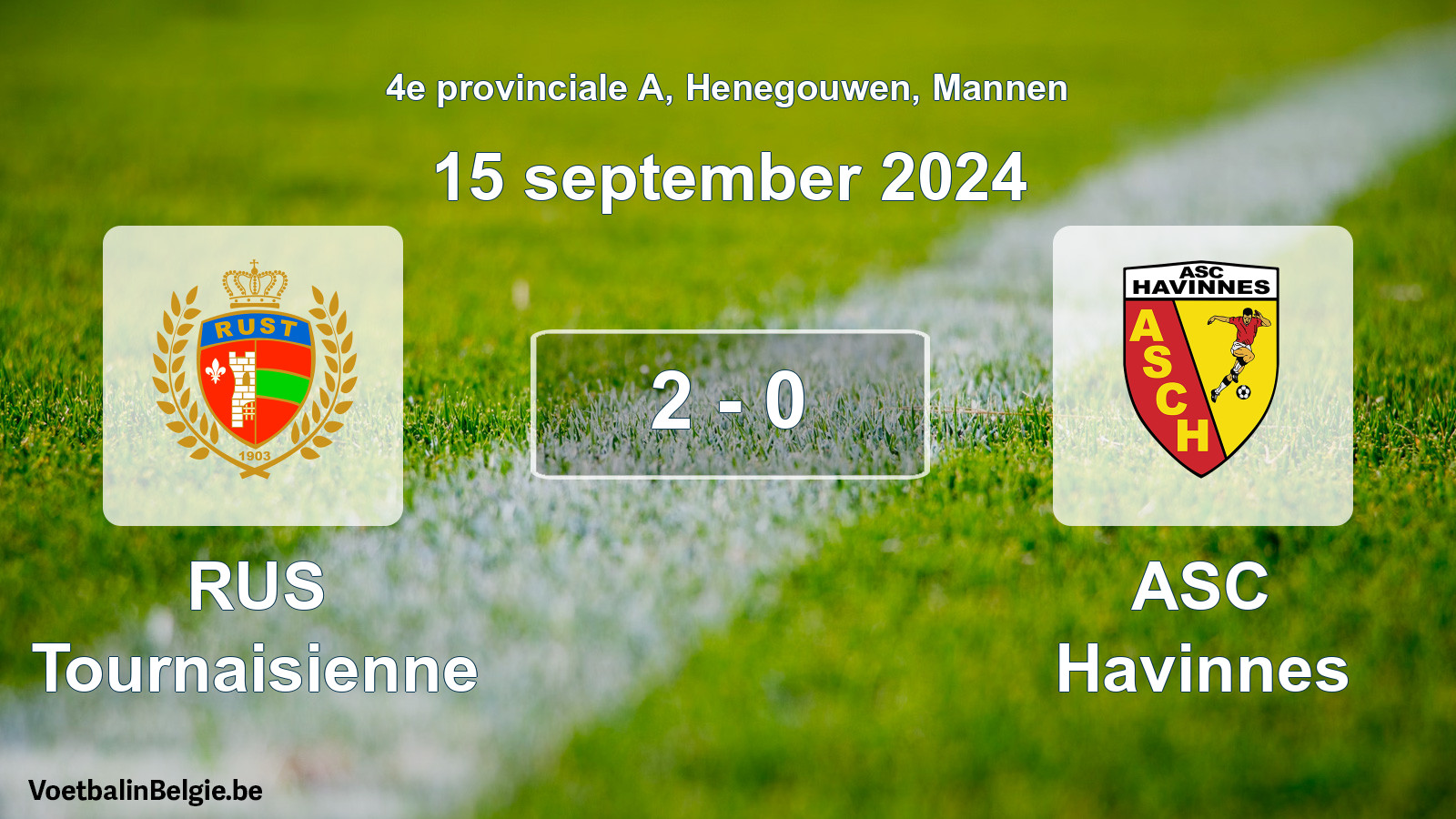 Gespeelde wedstrijd mannenvoetbal: RUS Tournaisienne - ASC Havinnes 2 - 0 (15 september 2024)