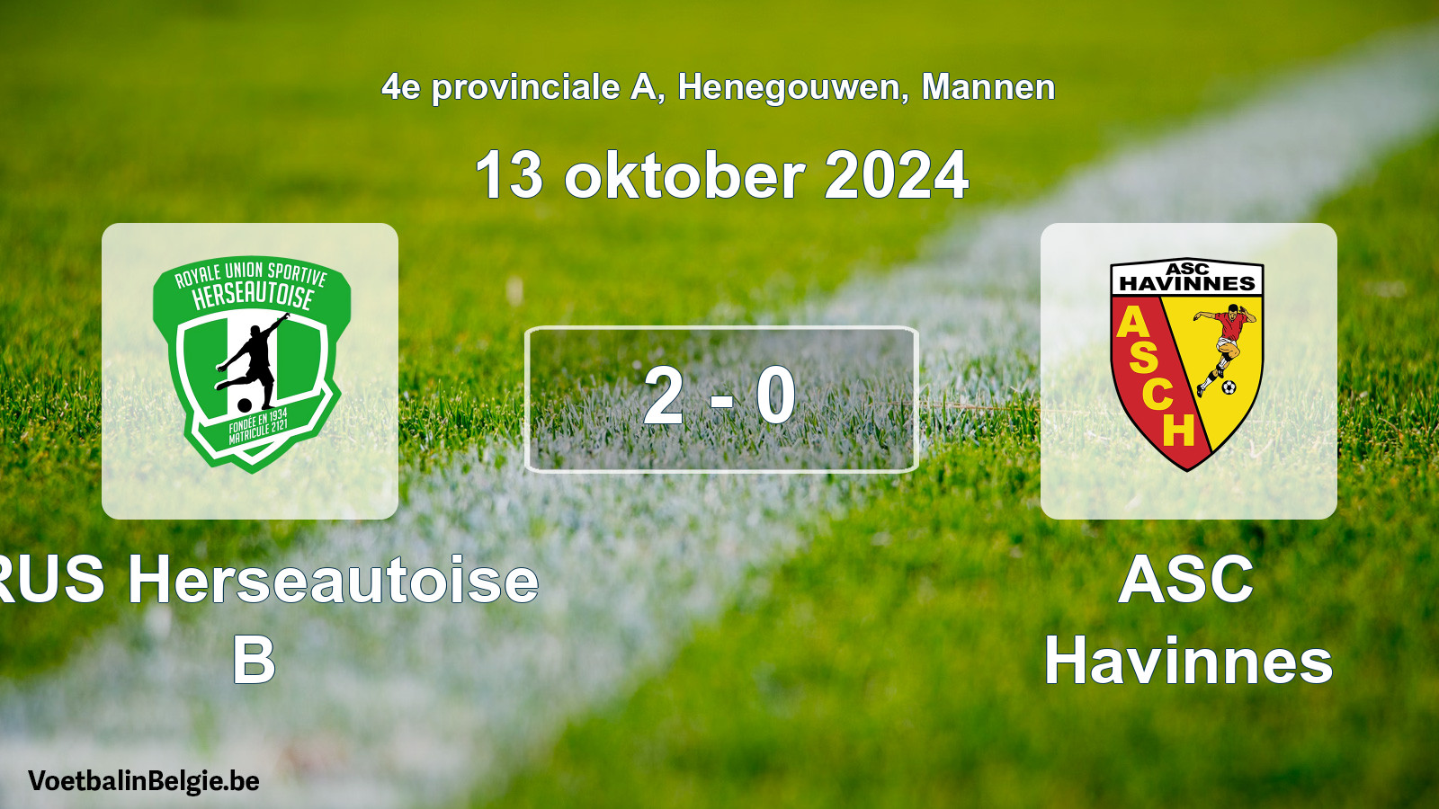Gespieltes Spiel männer-Fußball: RUS Herseautoise B - ASC Havinnes 2 - 0 (13 Oktober 2024)
