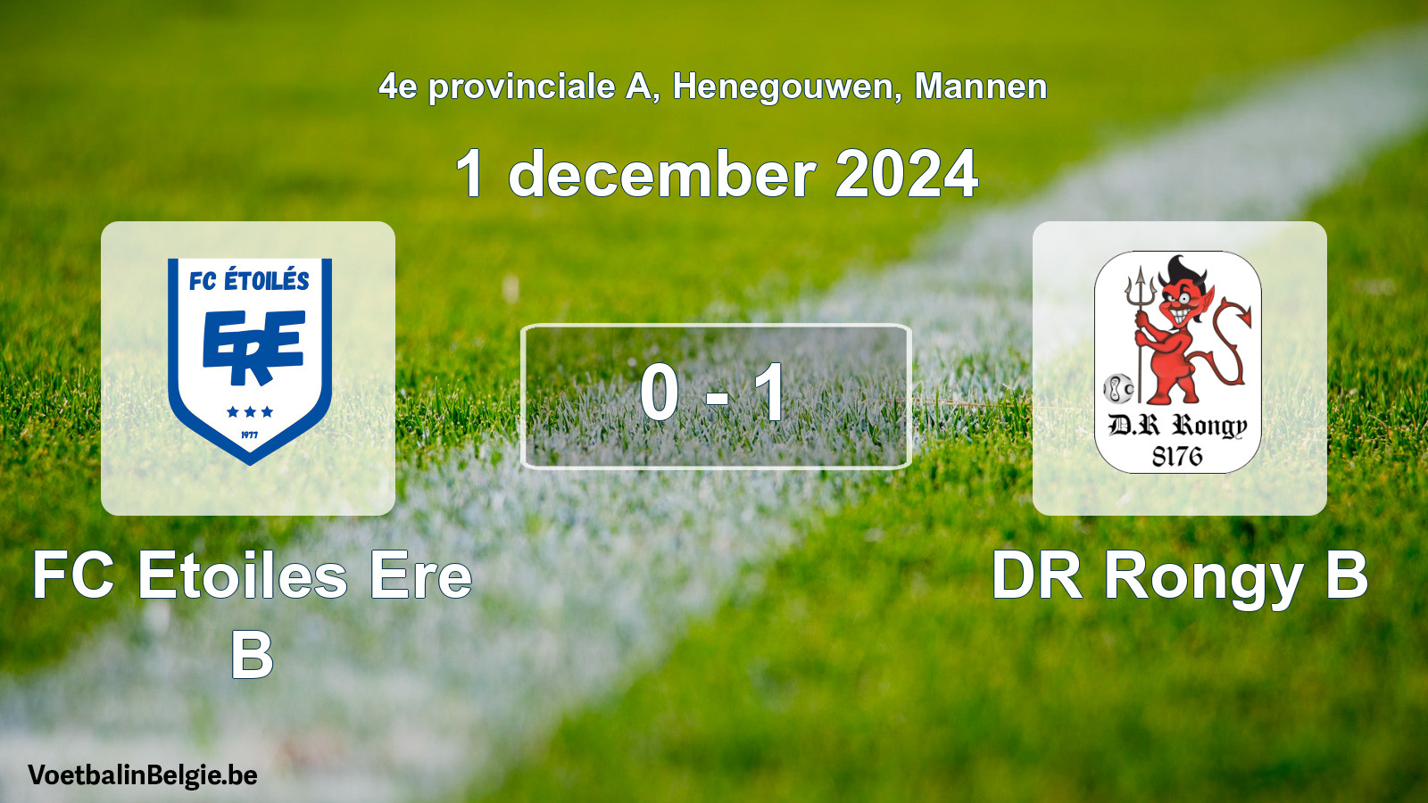 Gespeelde wedstrijd mannenvoetbal: FC Etoiles Ere B - DR Rongy B 0 - 1 (1 december 2024)