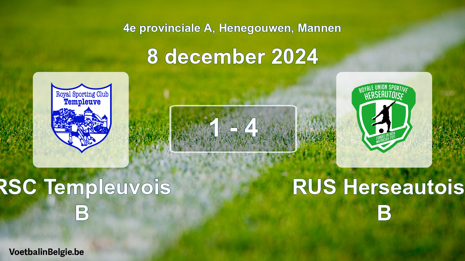 Gespieltes Spiel männer-Fußball: RSC Templeuvois B - RUS Herseautoise B 1 - 4 (8 Dezember 2024)