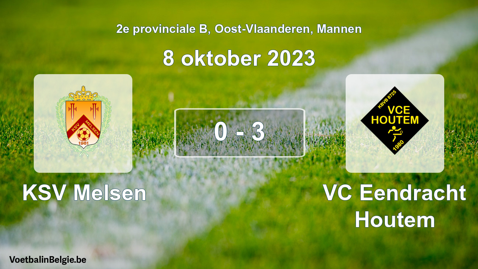 Gespeelde wedstrijd mannenvoetbal: KSV Melsen - VC Eendracht Houtem 0 - 3 (8 oktober 2023)