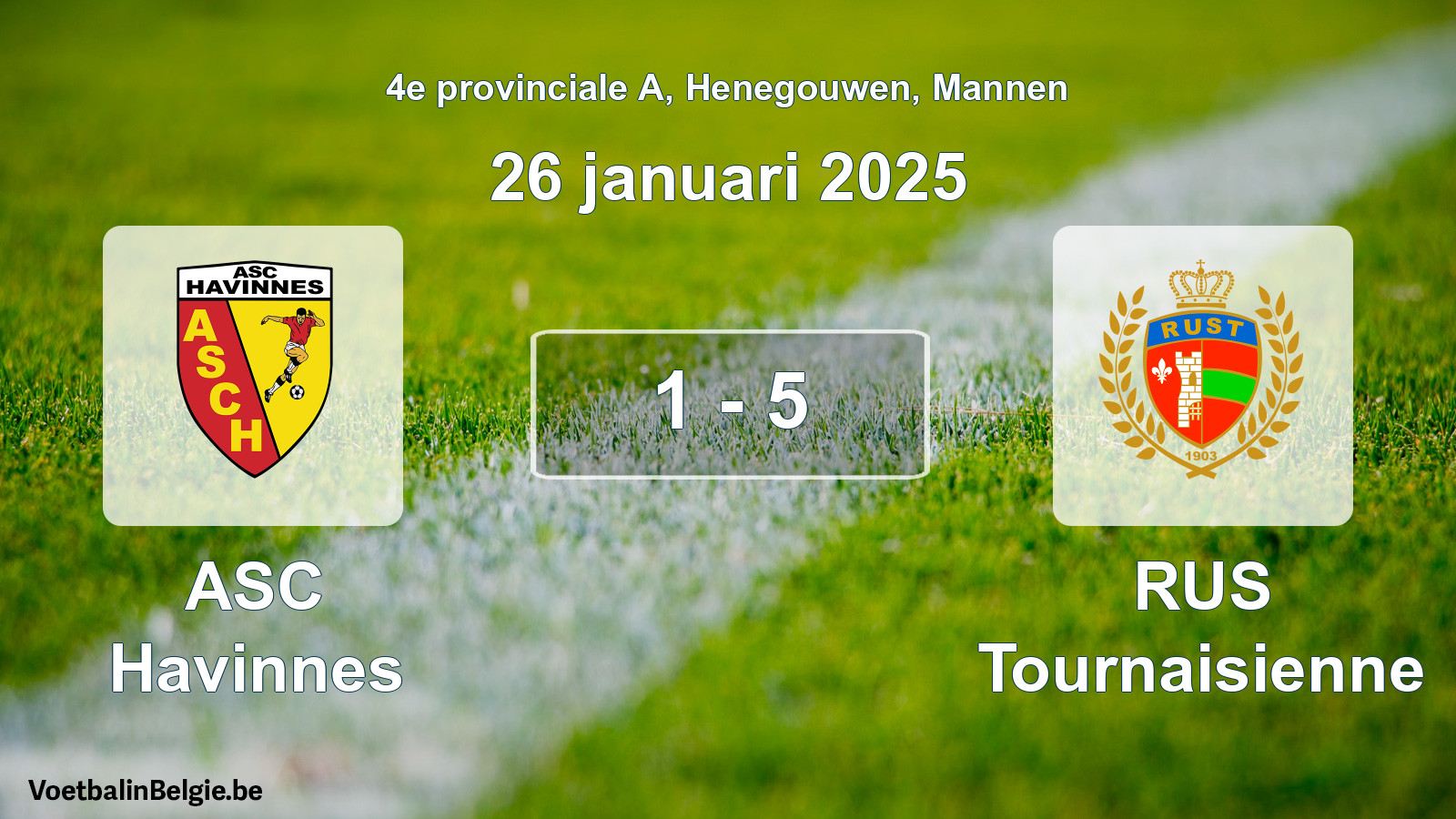Gespeelde wedstrijd mannenvoetbal: ASC Havinnes - RUS Tournaisienne 1 - 5 (26 januari 2025)