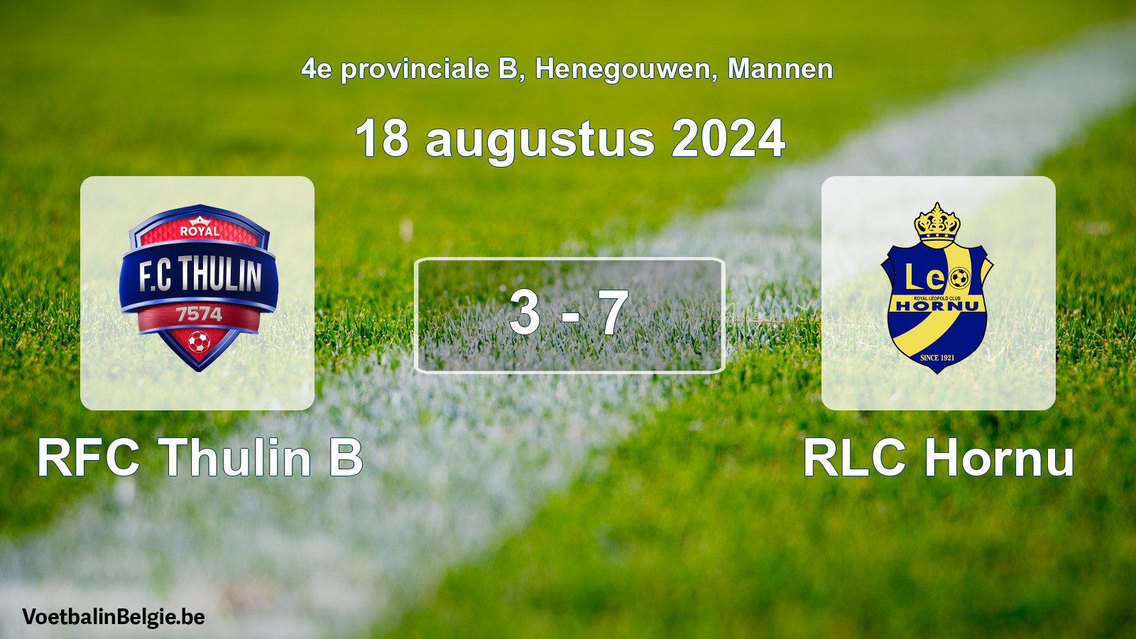 Gespeelde wedstrijd mannenvoetbal: RFC Thulin B - RLC Hornu 3 - 7 (18 augustus 2024)