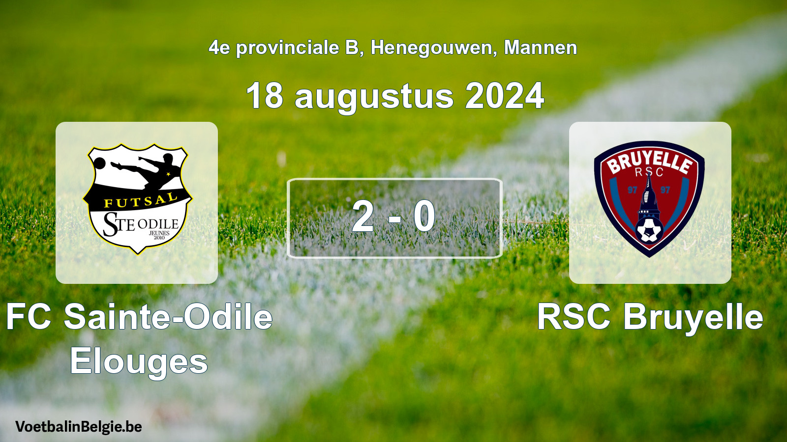 Gespeelde wedstrijd mannenvoetbal: FC Sainte-Odile Elouges - RSC Bruyelle 2 - 0 (18 augustus 2024)