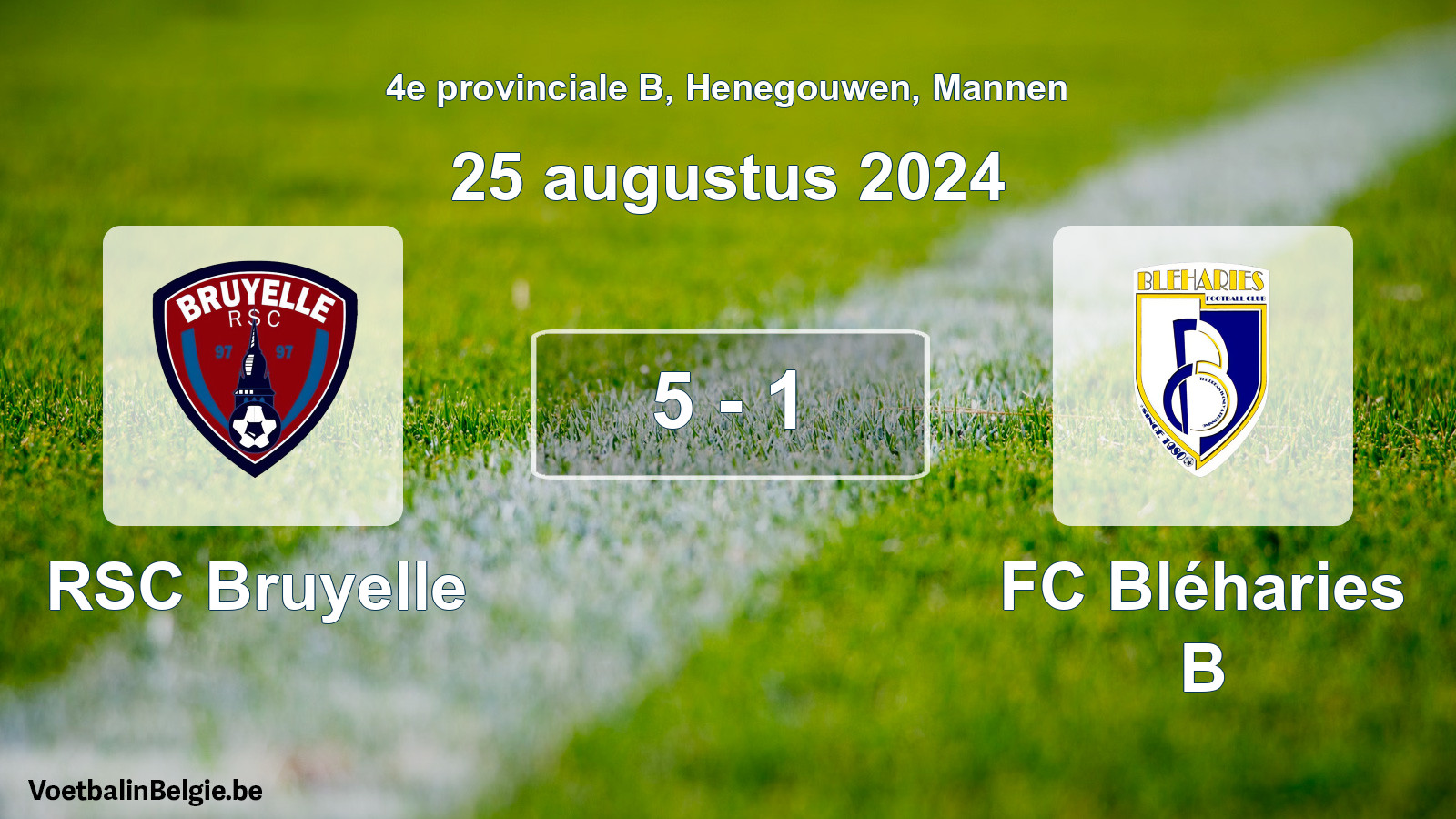 Gespeelde wedstrijd mannenvoetbal: RSC Bruyelle - FC Bléharies B 5 - 1 (25 augustus 2024)