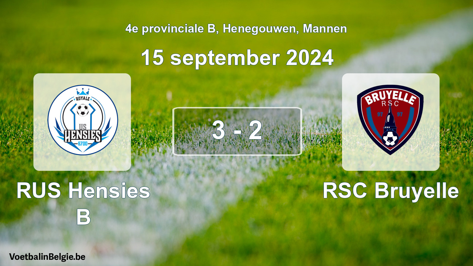 Gespeelde wedstrijd mannenvoetbal: RUS Hensies B - RSC Bruyelle 3 - 2 (15 september 2024)