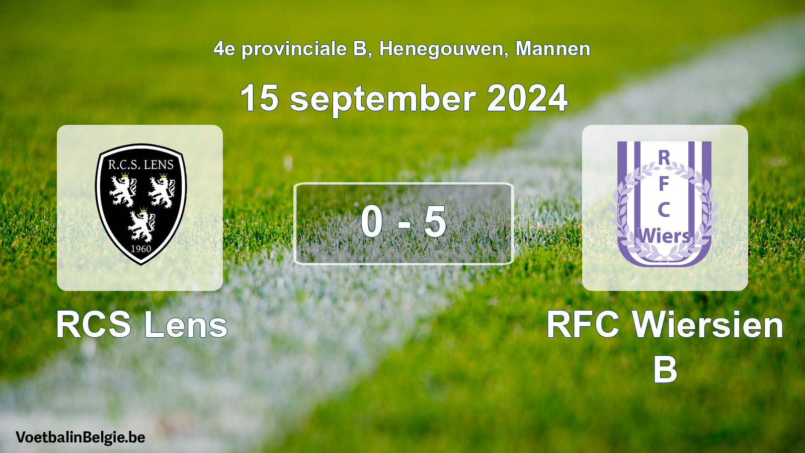 Gespeelde wedstrijd mannenvoetbal: RCS Lens - RFC Wiersien B 0 - 5 (15 september 2024)
