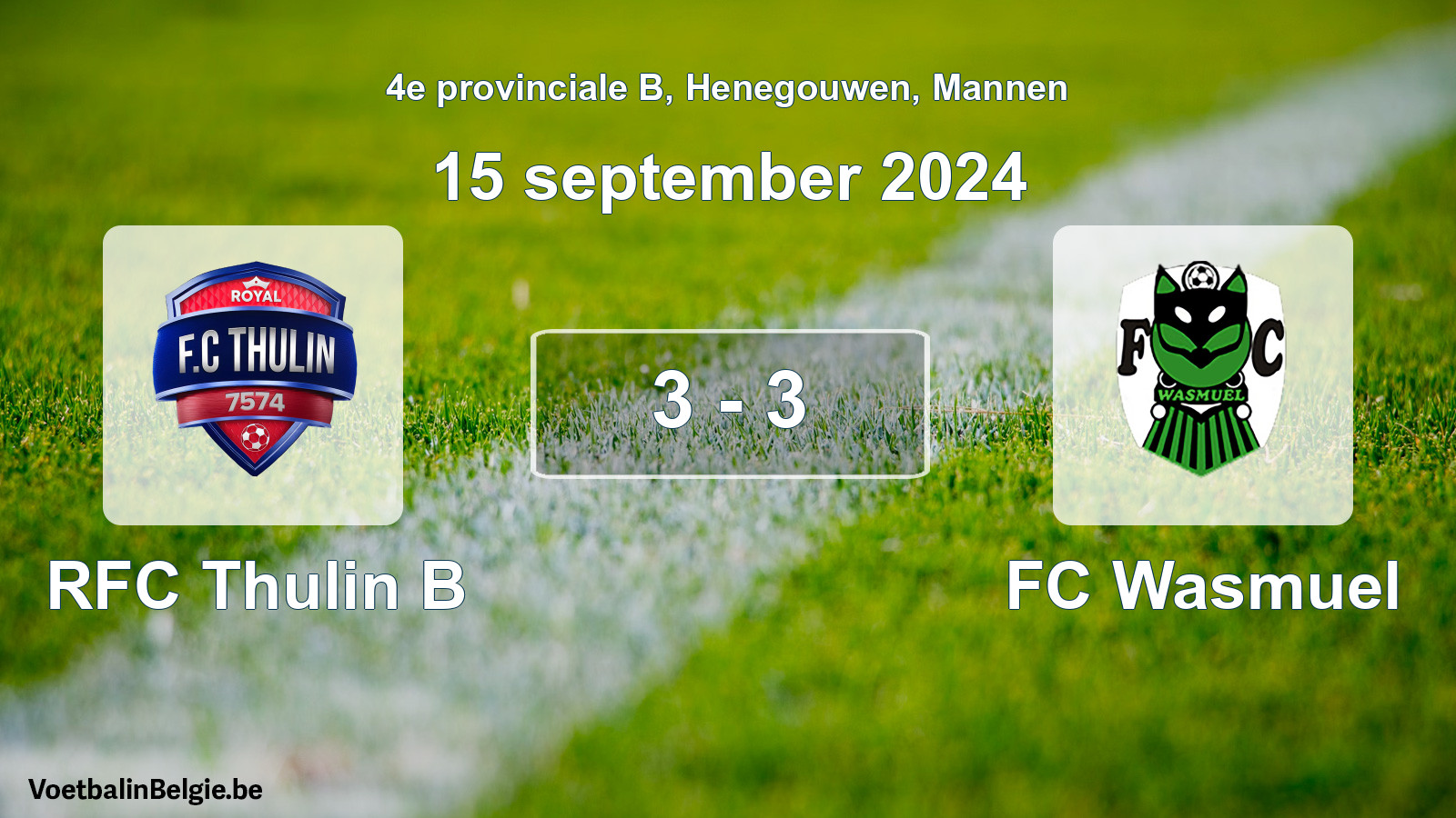 Gespeelde wedstrijd mannenvoetbal: RFC Thulin B - FC Wasmuel 3 - 3 (15 september 2024)