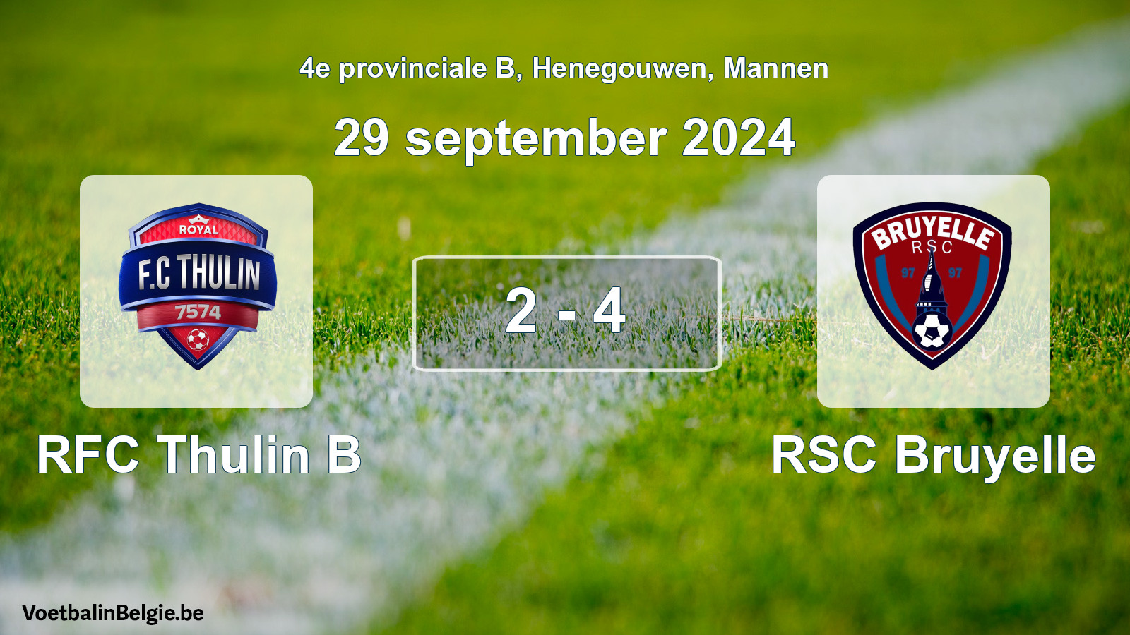Gespeelde wedstrijd mannenvoetbal: RFC Thulin B - RSC Bruyelle 2 - 4 (29 september 2024)