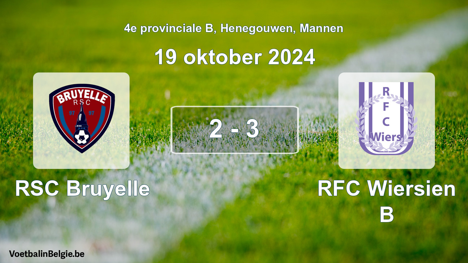 Gespeelde wedstrijd mannenvoetbal: RSC Bruyelle - RFC Wiersien B 2 - 3 (19 oktober 2024)