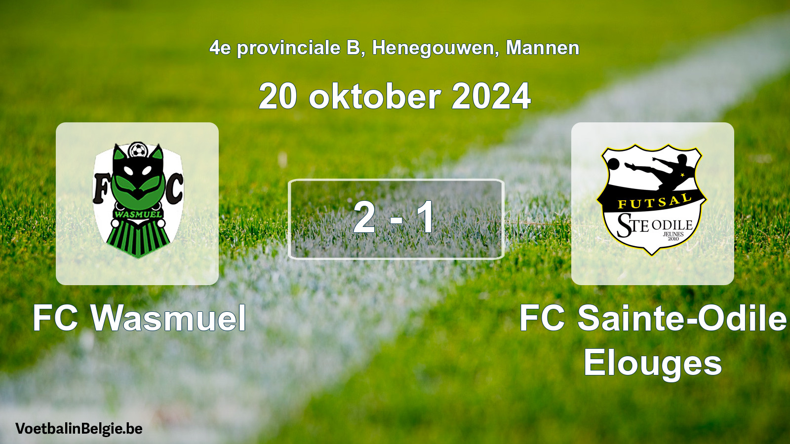 Played match men football: FC Wasmuel - FC Sainte-Odile Elouges 2 - 1 (20 October 2024)