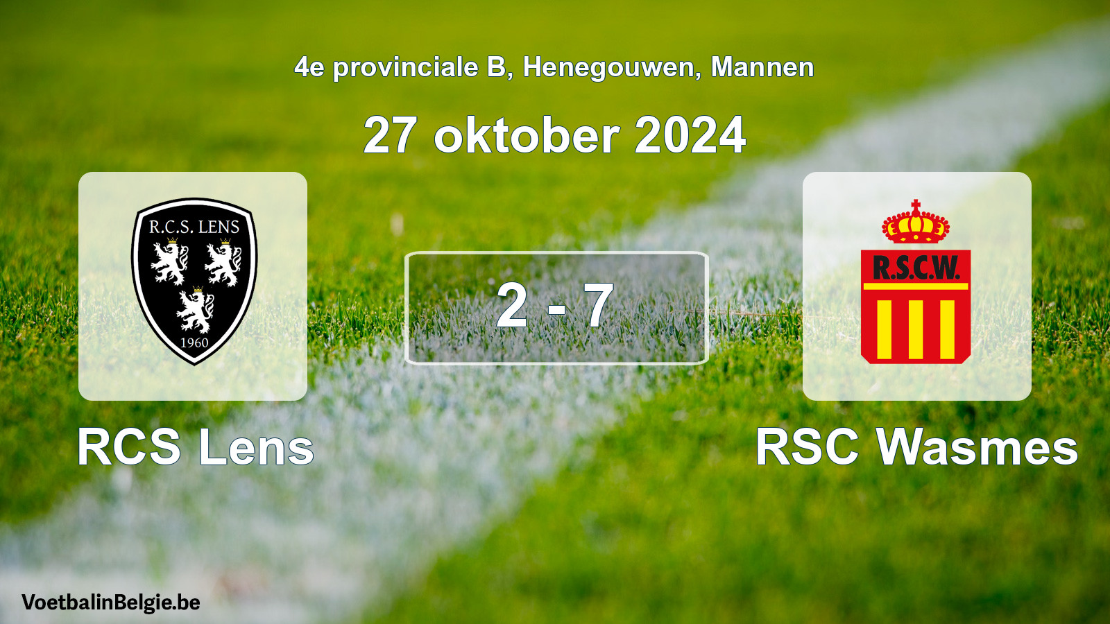 Gespeelde wedstrijd mannenvoetbal: RCS Lens - RSC Wasmes 2 - 7 (27 oktober 2024)