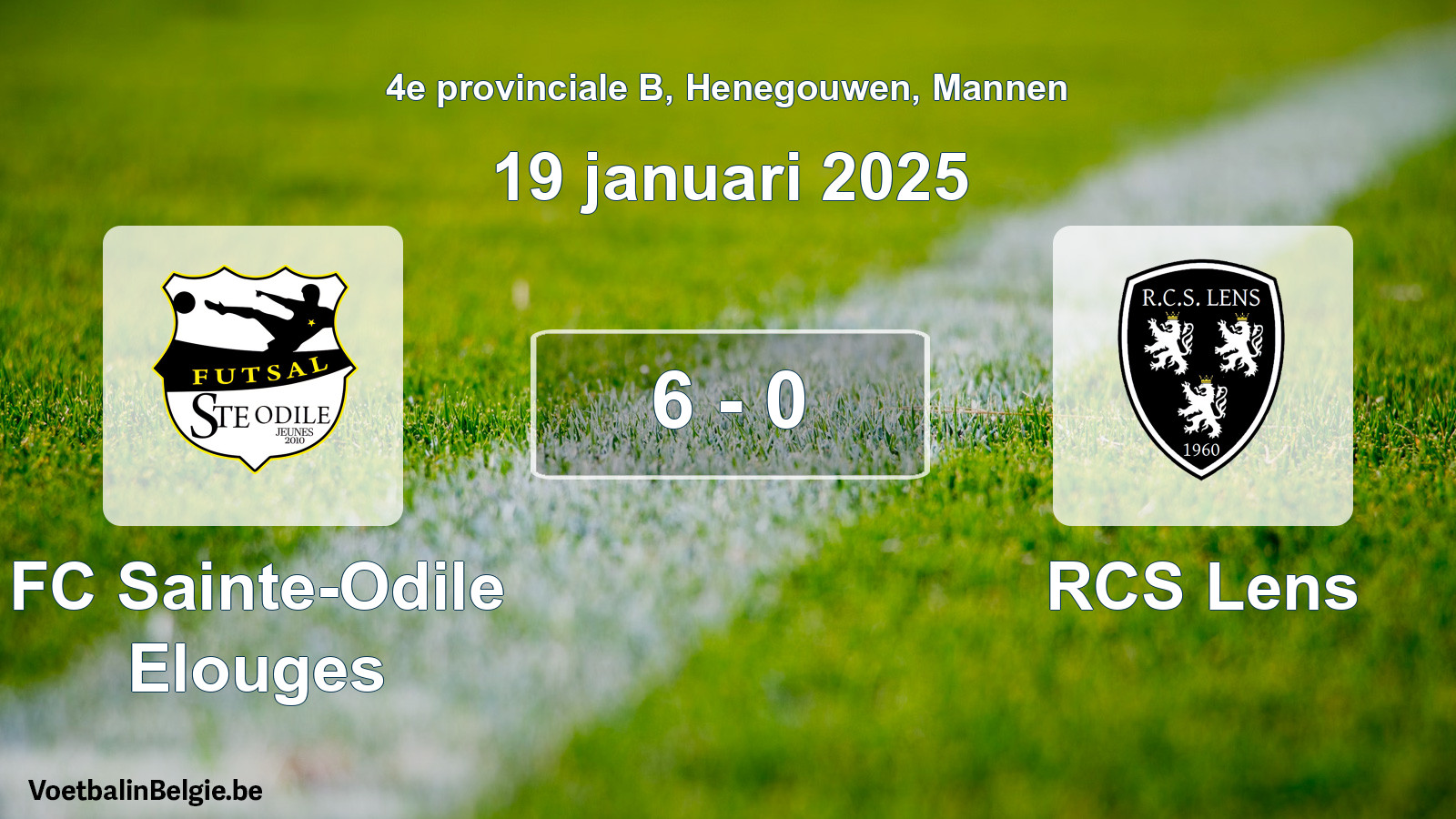 Gespeelde wedstrijd mannenvoetbal: FC Sainte-Odile Elouges - RCS Lens 6 - 0 (19 januari 2025)