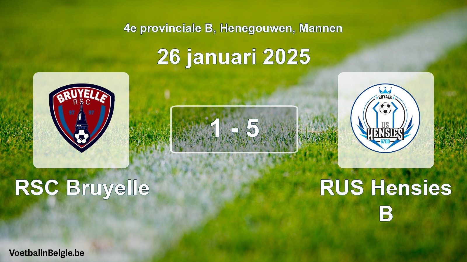 Gespeelde wedstrijd mannenvoetbal: RSC Bruyelle - RUS Hensies B 1 - 5 (26 januari 2025)