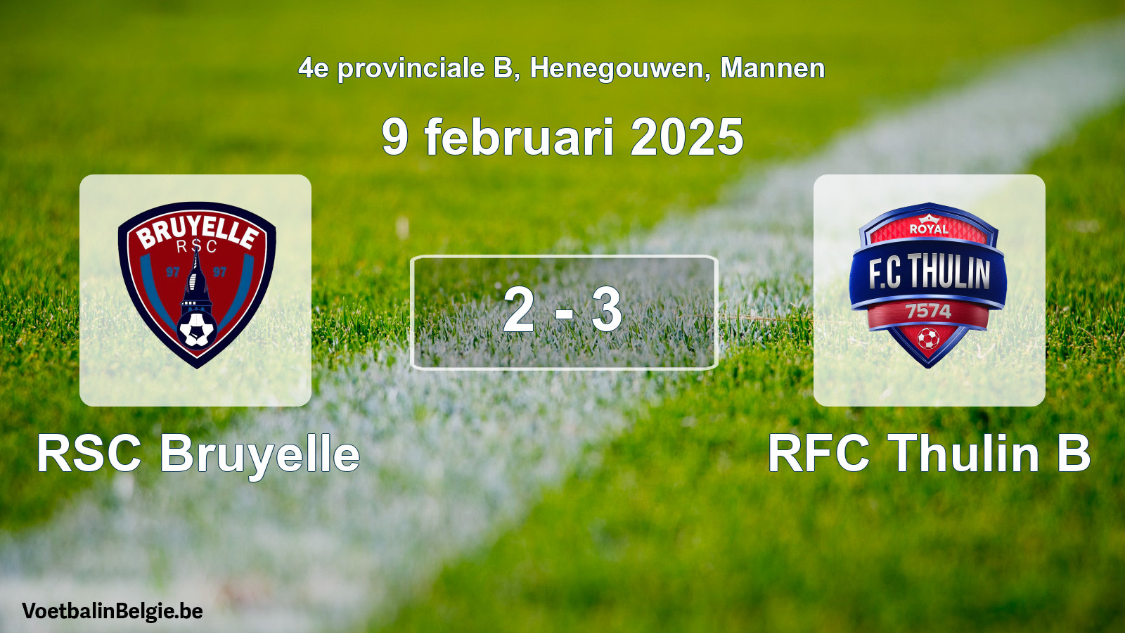 Gespeelde wedstrijd mannenvoetbal: RSC Bruyelle - RFC Thulin B 2 - 3 (9 februari 2025)
