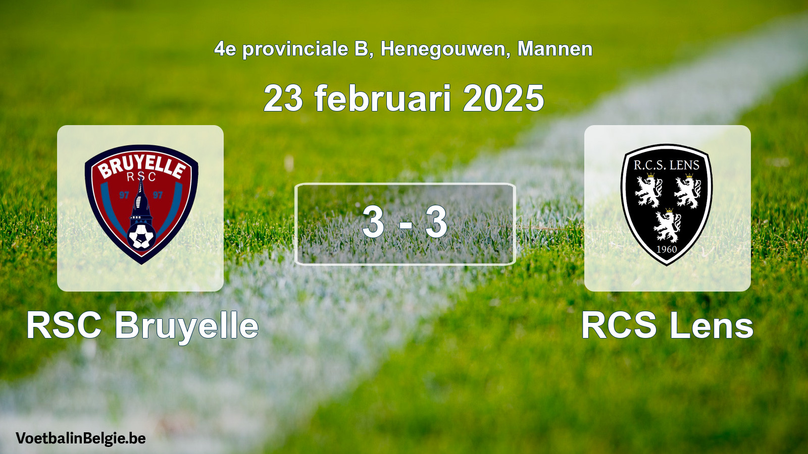 Gespeelde wedstrijd mannenvoetbal: RSC Bruyelle - RCS Lens 3 - 3 (23 februari 2025)