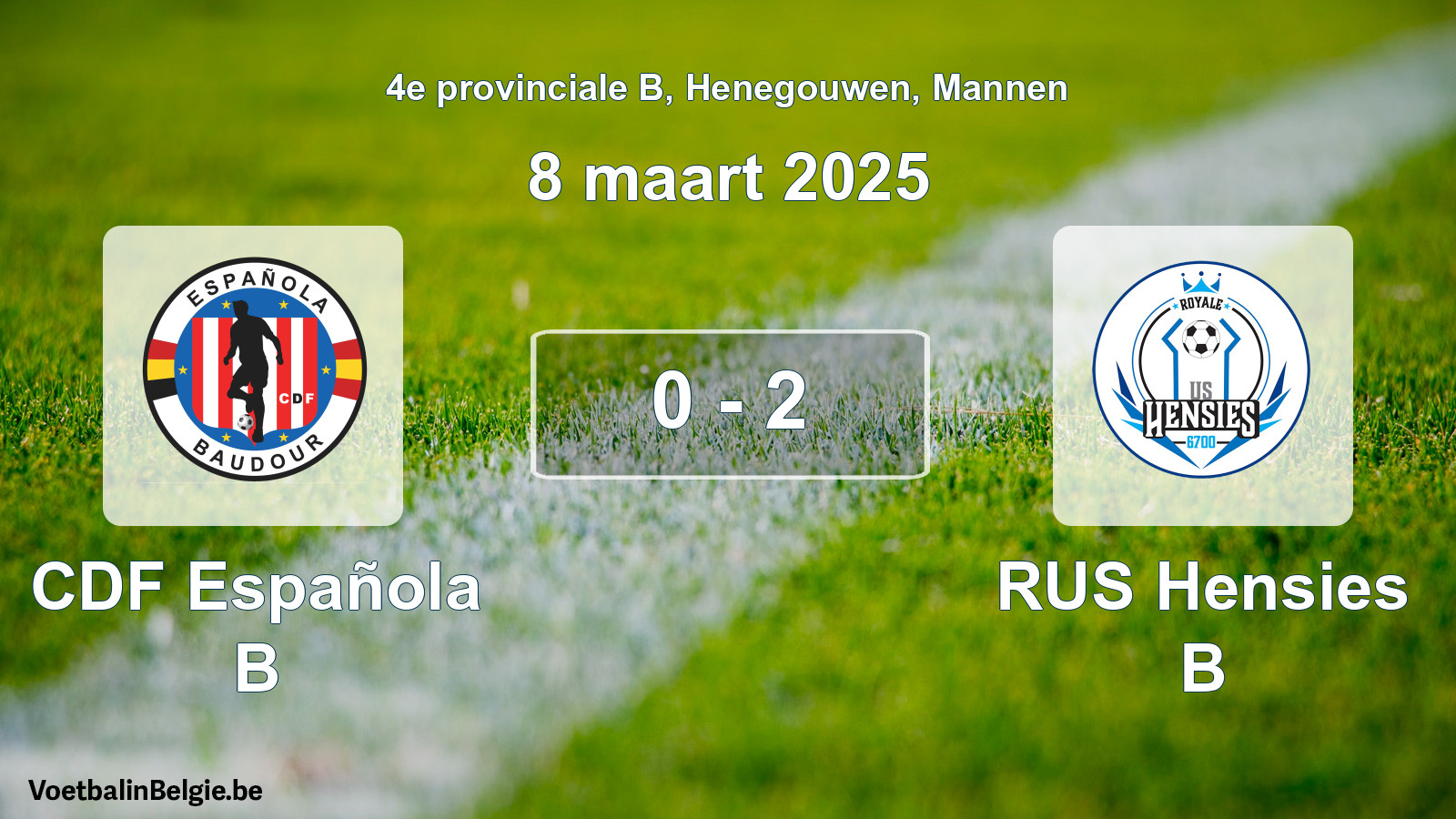 Gespeelde wedstrijd mannenvoetbal: CDF Española B - RUS Hensies B 0 - 2 (8 maart 2025)