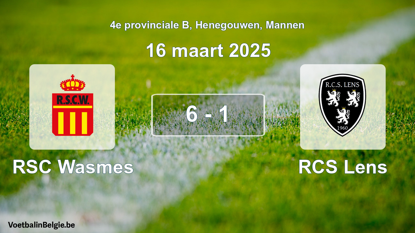 Gespeelde wedstrijd mannenvoetbal: RSC Wasmes - RCS Lens 6 - 1 (16 maart 2025)