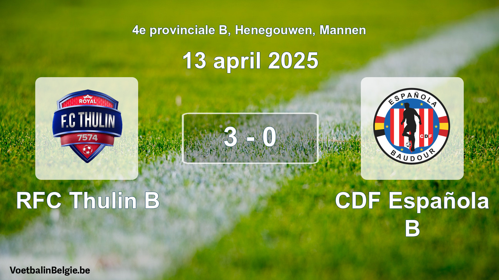 Gespeelde wedstrijd mannenvoetbal: RFC Thulin B - CDF Española B 3 - 0 (13 april 2025)
