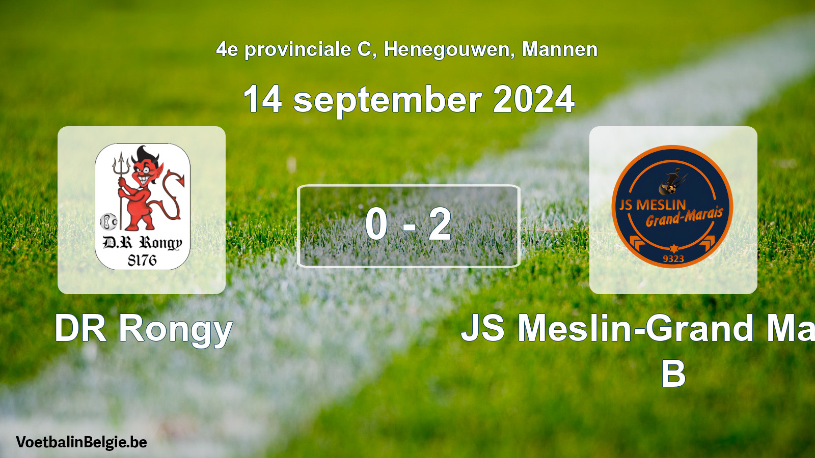 Gespeelde wedstrijd mannenvoetbal: DR Rongy - JS Meslin-Grand Marais B 0 - 2 (14 september 2024)