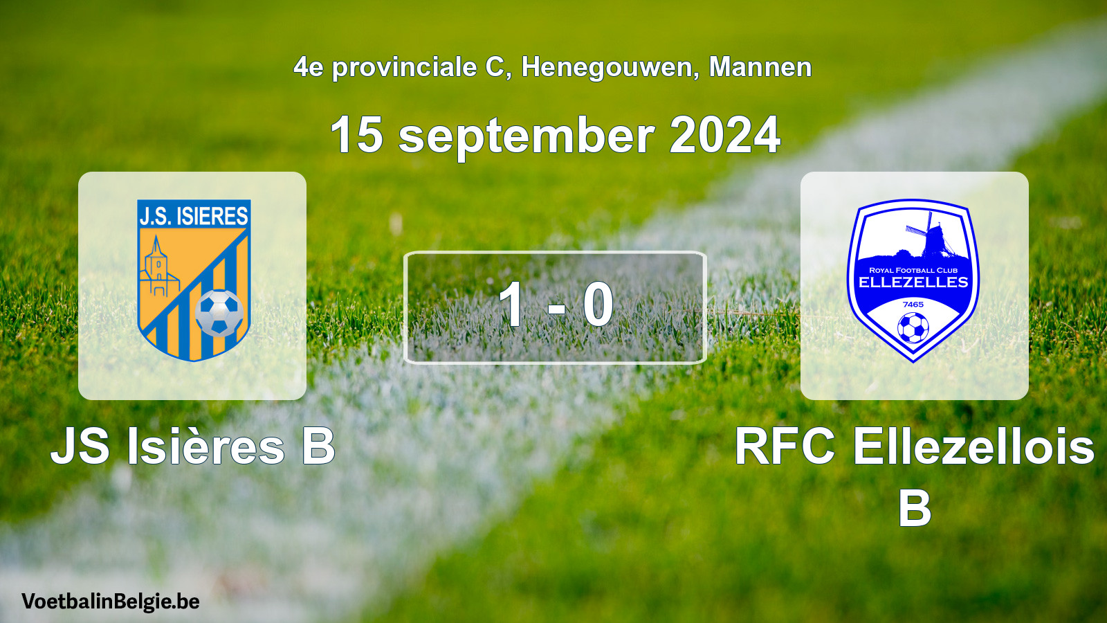 Gespeelde wedstrijd mannenvoetbal: JS Isières B - RFC Ellezellois B 1 - 0 (15 september 2024)