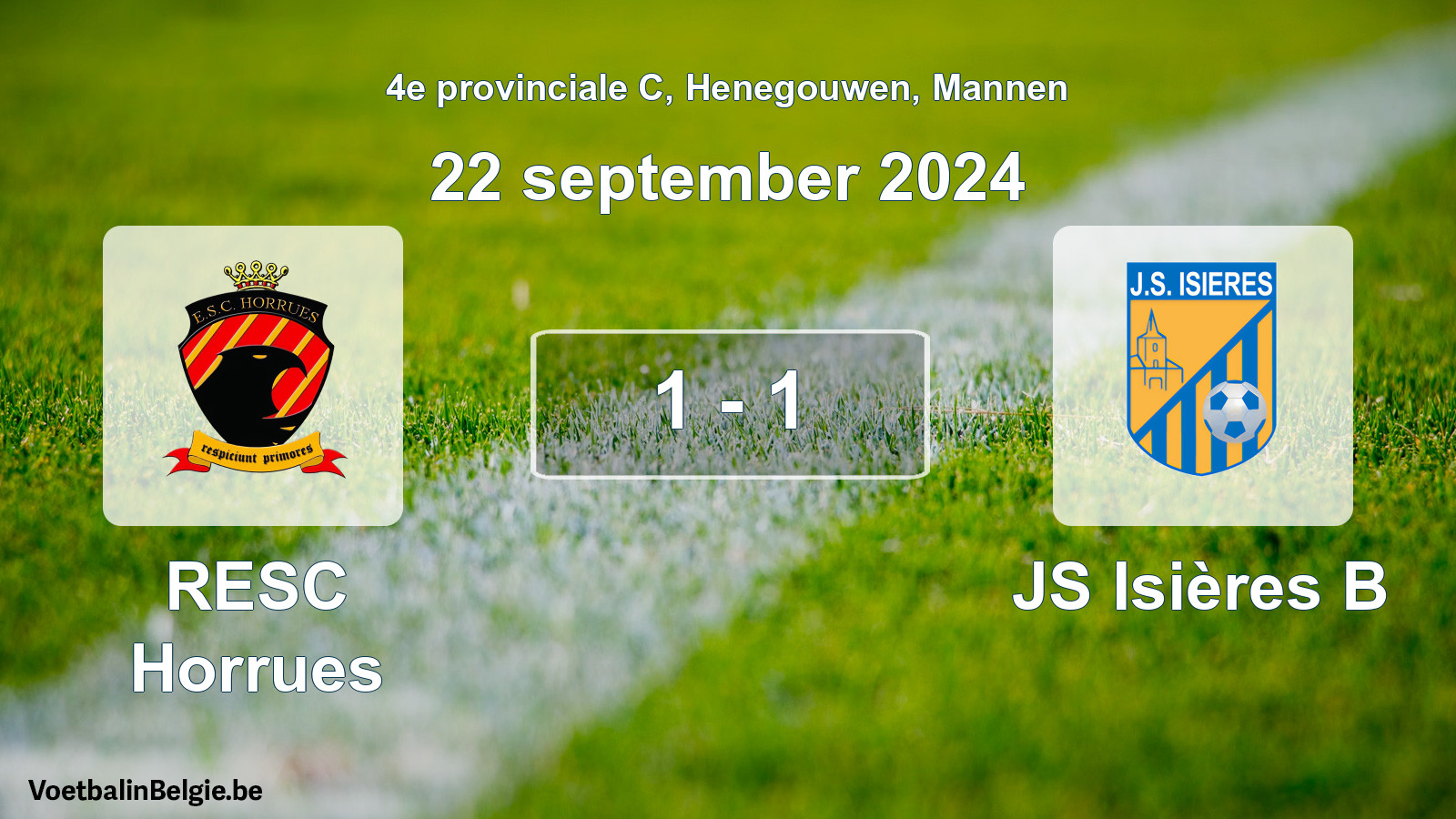 Gespeelde wedstrijd mannenvoetbal: RESC Horrues - JS Isières B 1 - 1 (22 september 2024)