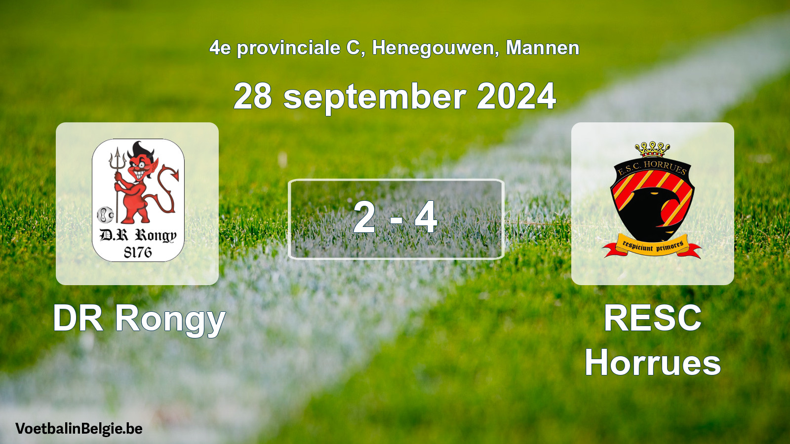 Gespeelde wedstrijd mannenvoetbal: DR Rongy - RESC Horrues 2 - 4 (28 september 2024)
