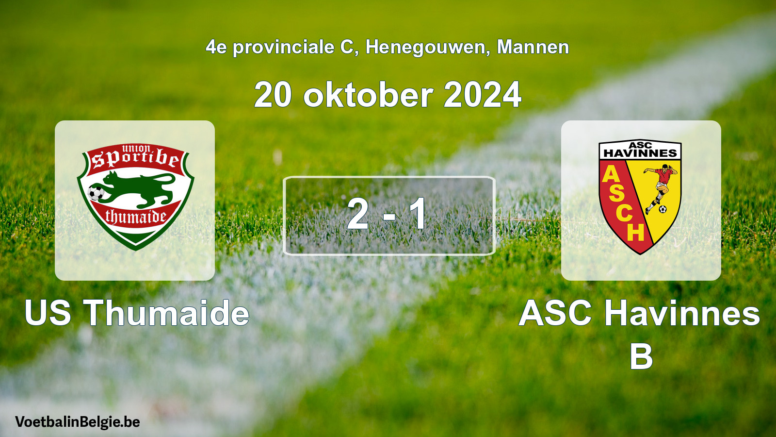 Gespeelde wedstrijd mannenvoetbal: US Thumaide - ASC Havinnes B 2 - 1 (20 oktober 2024)