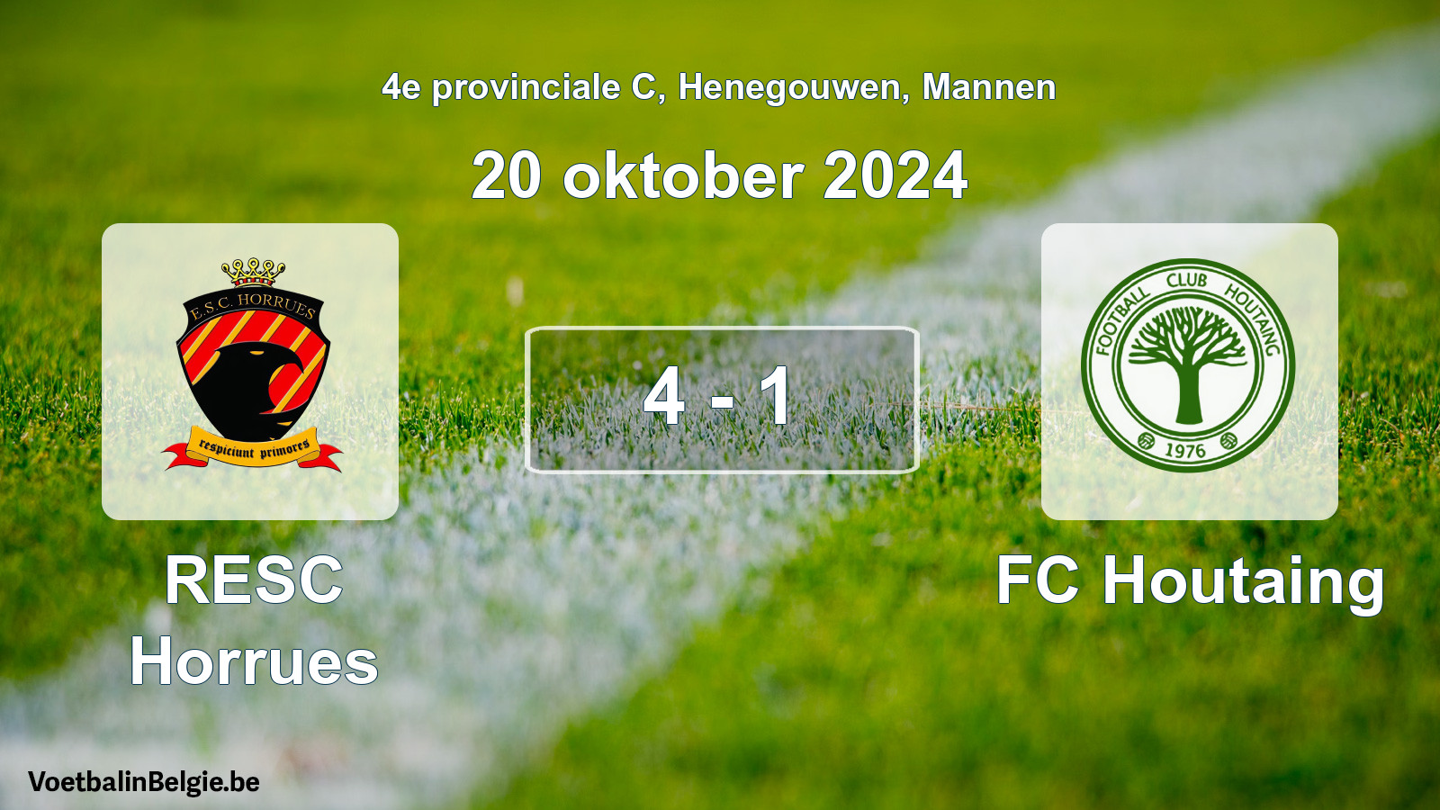 Gespeelde wedstrijd mannenvoetbal: RESC Horrues - FC Houtaing 4 - 1 (20 oktober 2024)