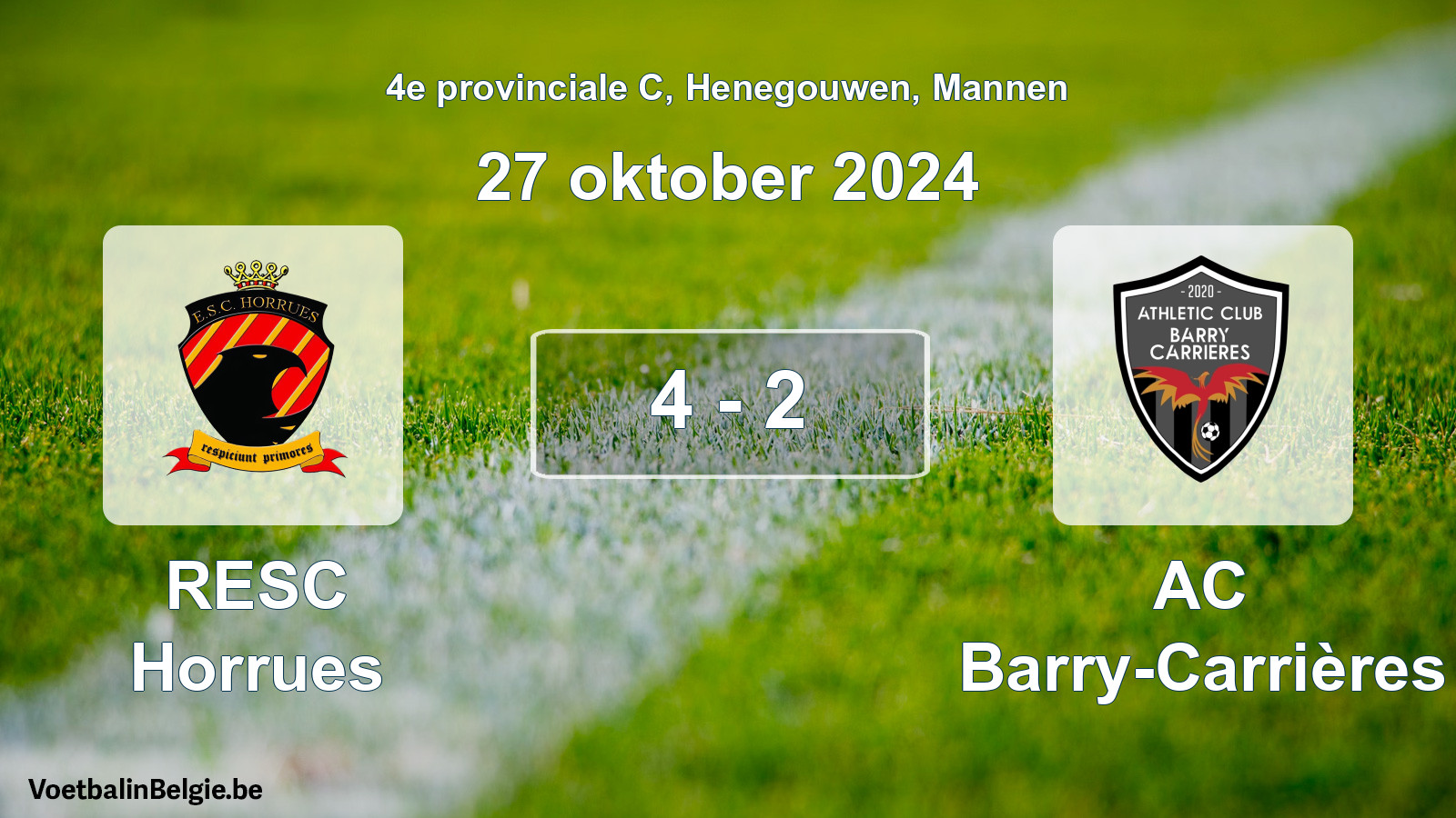 Played match men football: RESC Horrues - AC Barry-Carrières 4 - 2 (27 October 2024)