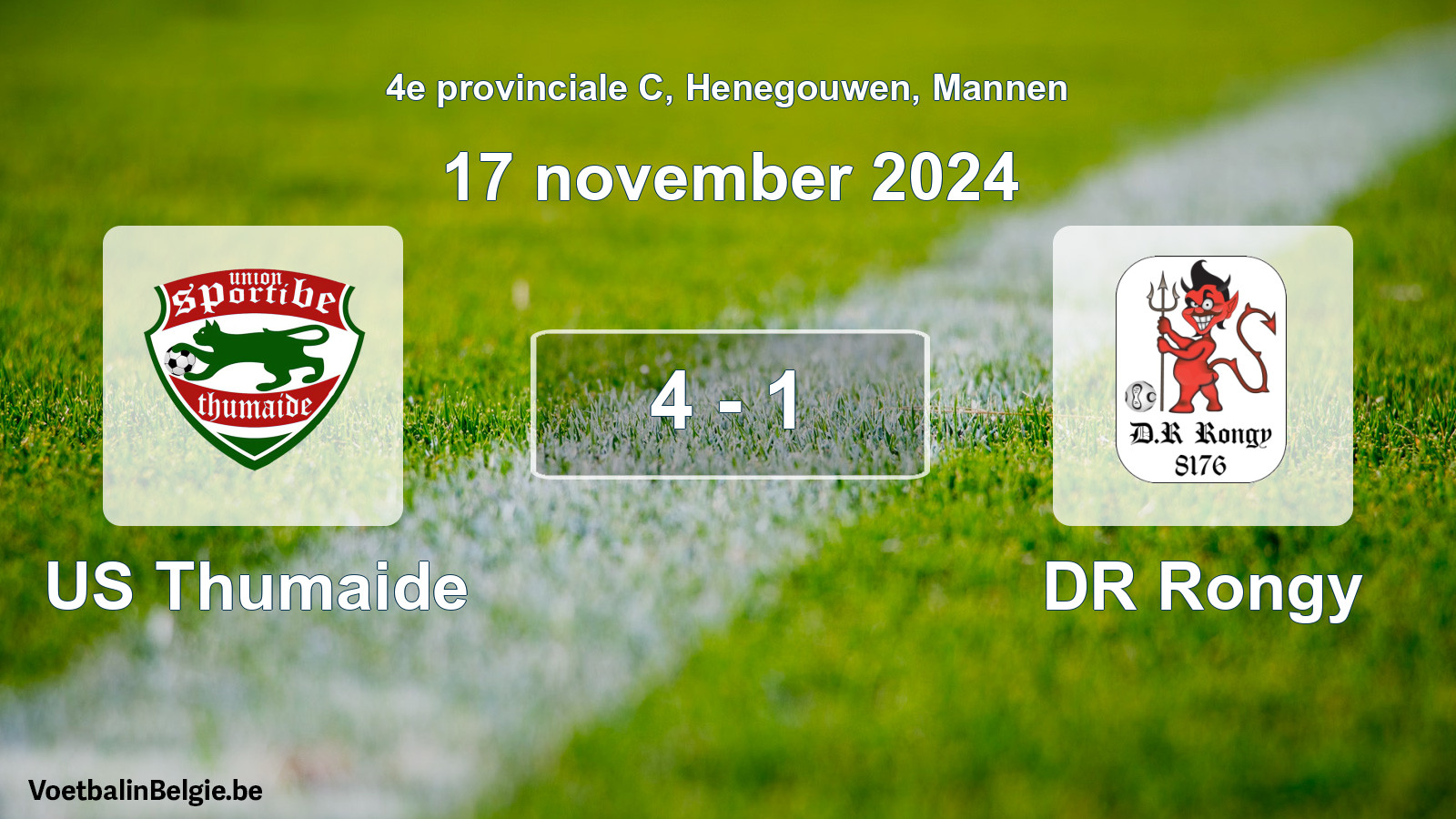 Gespeelde wedstrijd mannenvoetbal: US Thumaide - DR Rongy 4 - 1 (17 november 2024)