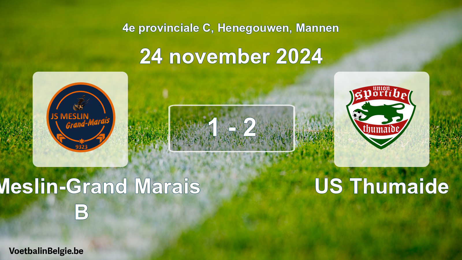 Gespeelde wedstrijd mannenvoetbal: JS Meslin-Grand Marais B - US Thumaide 1 - 2 (24 november 2024)