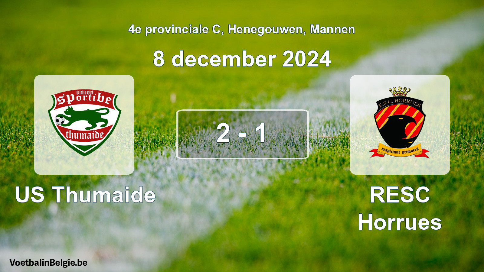 Played match men football: US Thumaide - RESC Horrues 2 - 1 (8 December 2024)