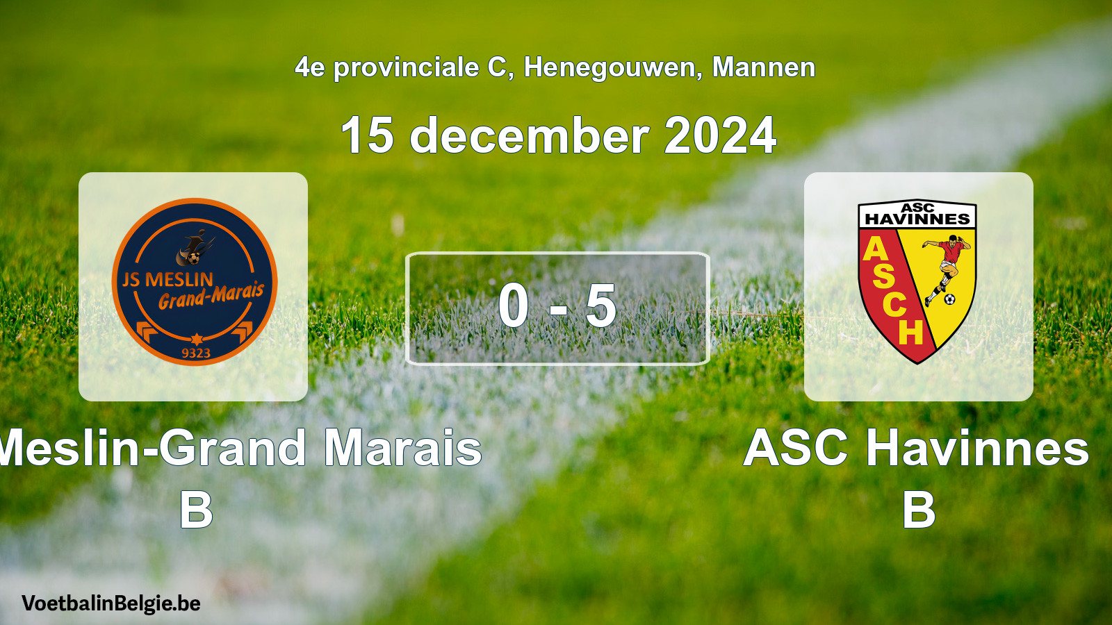 Gespeelde wedstrijd mannenvoetbal: JS Meslin-Grand Marais B - ASC Havinnes B 0 - 5 (15 december 2024)
