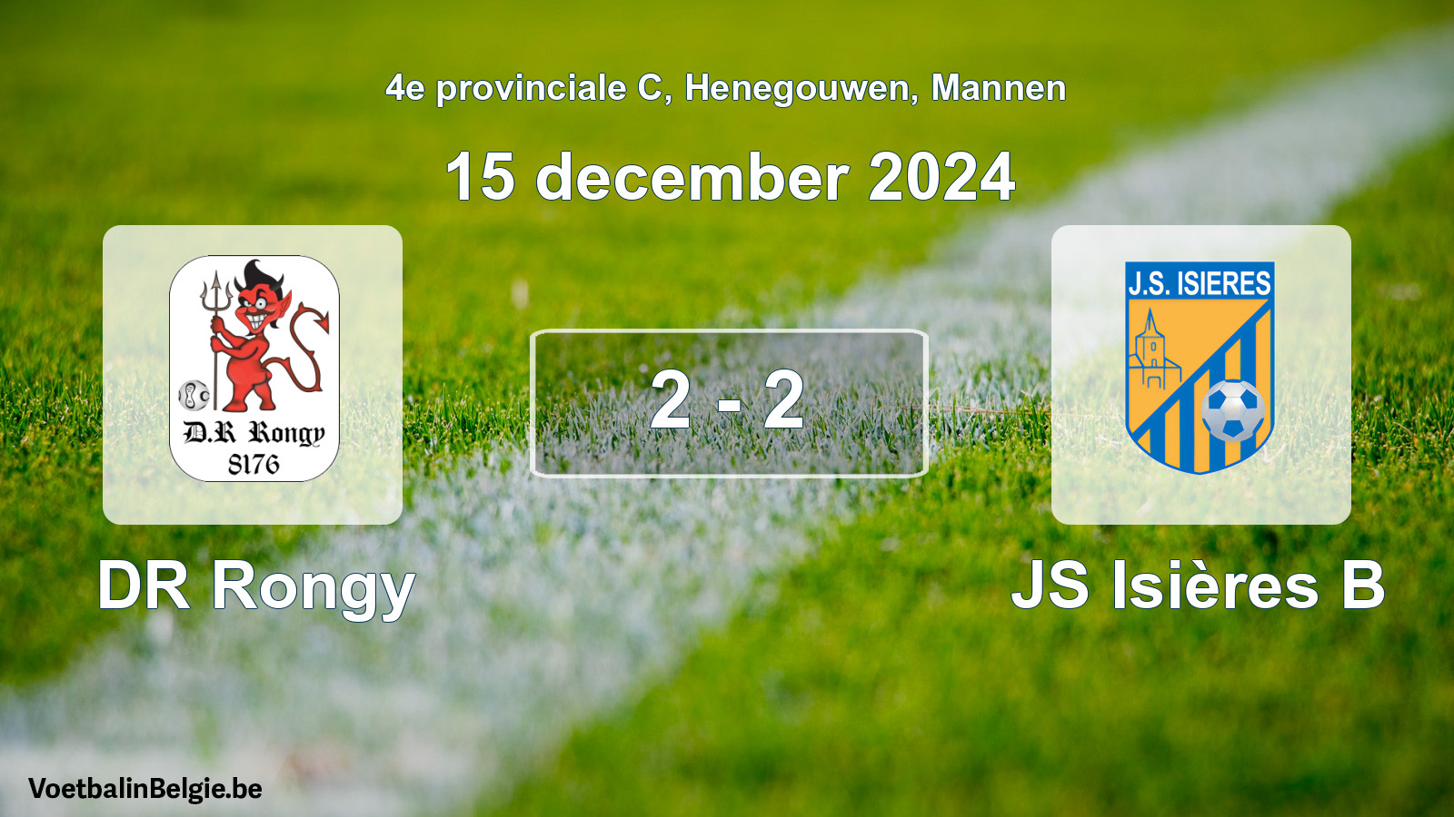 Gespeelde wedstrijd mannenvoetbal: DR Rongy - JS Isières B 2 - 2 (15 december 2024)