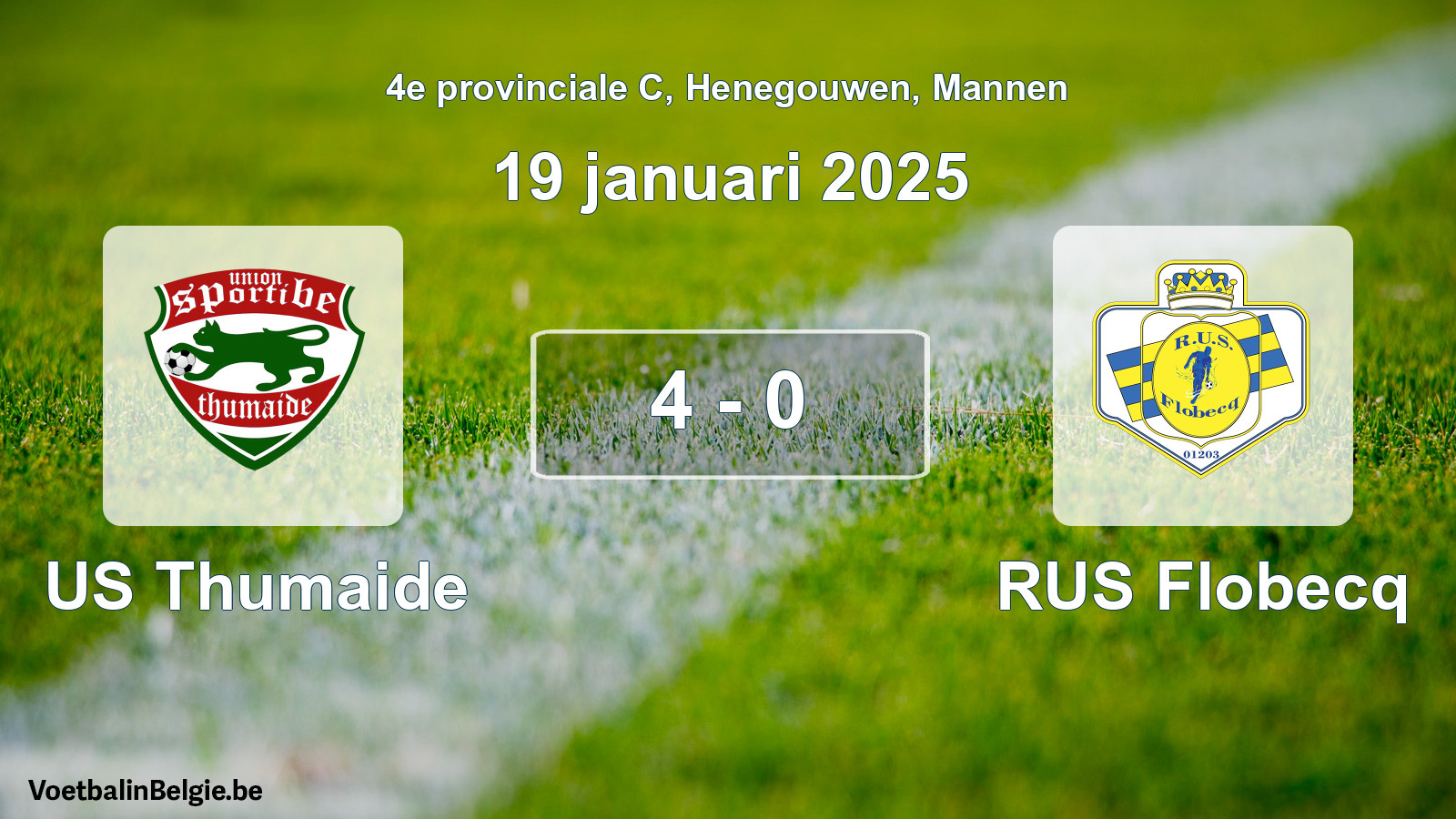 Gespeelde wedstrijd mannenvoetbal: US Thumaide - RUS Flobecq 4 - 0 (19 januari 2025)