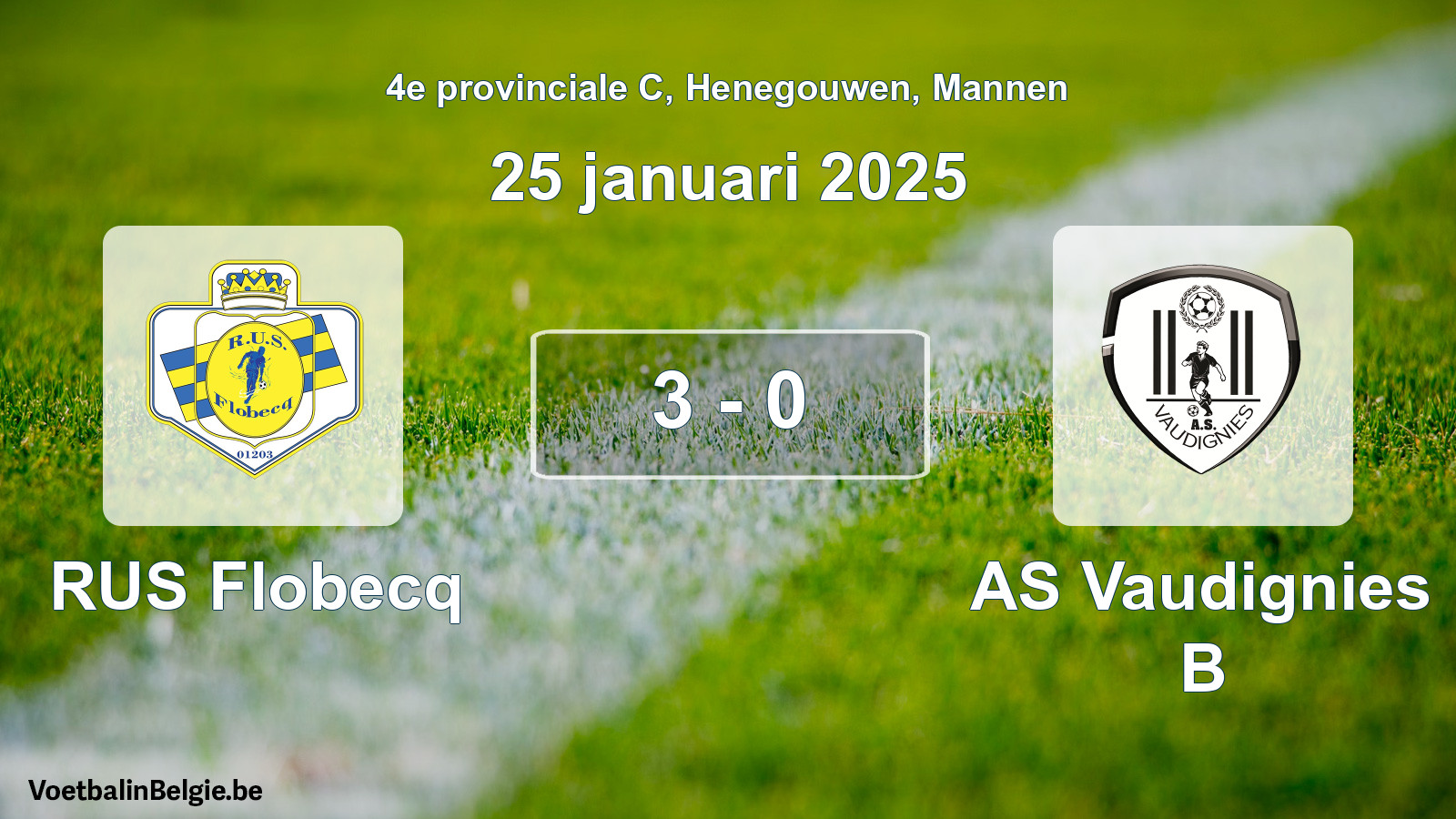 Gespeelde wedstrijd mannenvoetbal: RUS Flobecq - AS Vaudignies B 3 - 0 (25 januari 2025)