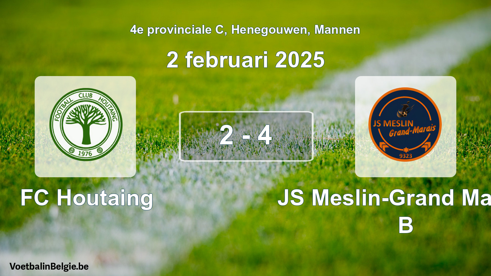 Gespeelde wedstrijd mannenvoetbal: FC Houtaing - JS Meslin-Grand Marais B 2 - 4 (2 februari 2025)