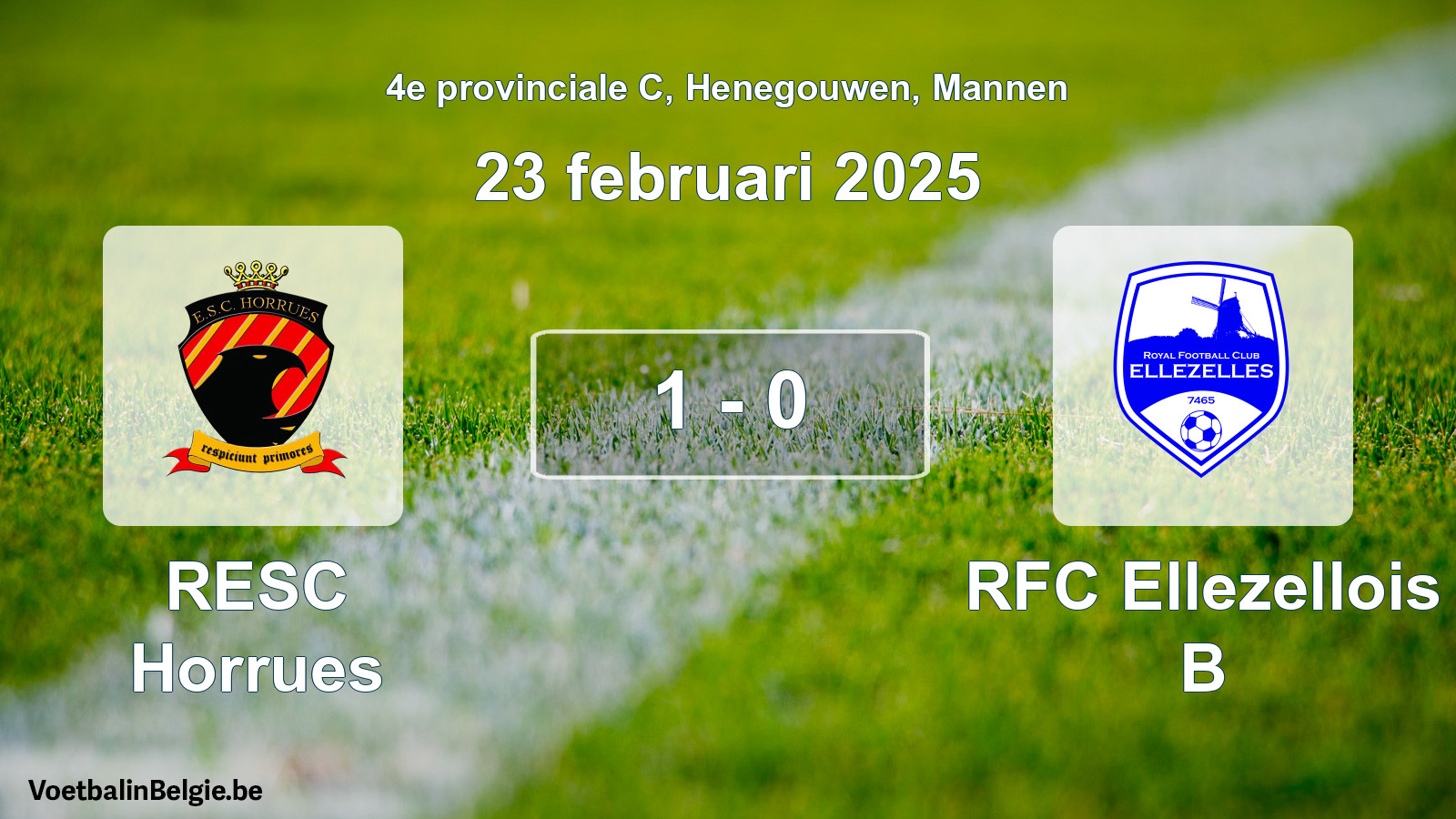 Gespeelde wedstrijd mannenvoetbal: RESC Horrues - RFC Ellezellois B 1 - 0 (23 februari 2025)