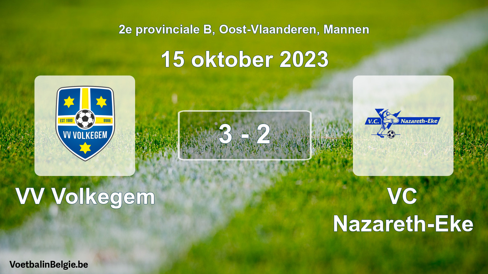 Gespeelde wedstrijd mannenvoetbal: VV Volkegem - VC Nazareth-Eke 3 - 2 (15 oktober 2023)